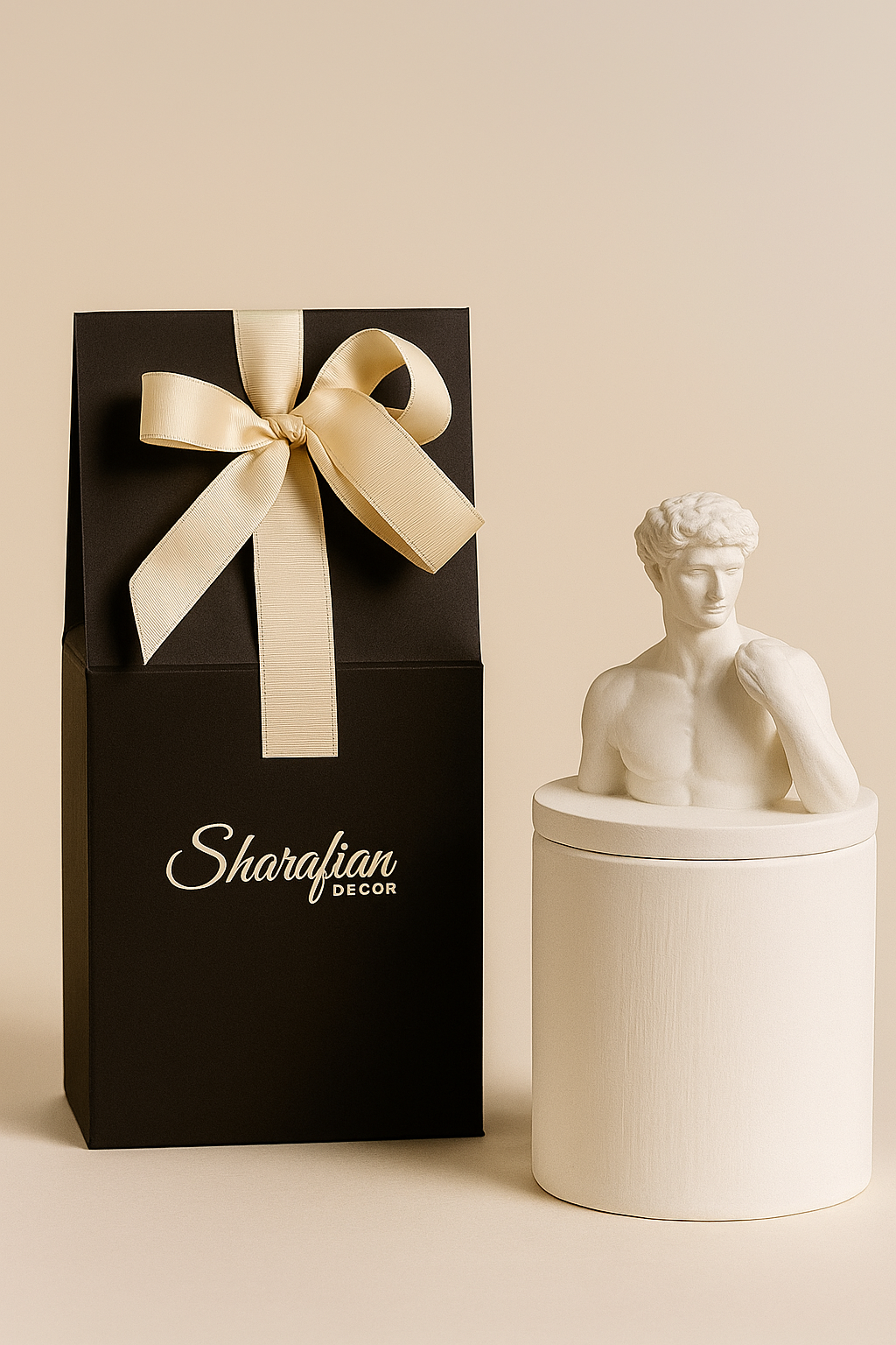 David Bust Aroma Candle: Handmade Gypsum Sculpture, Eucalyptus Scent