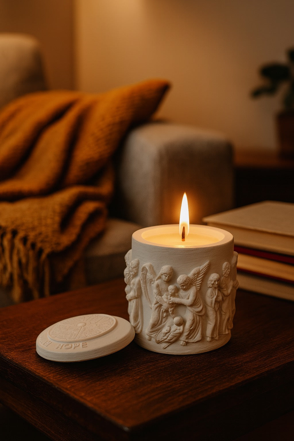 Greek Angel Relief Aroma Candle: Citrus Agave Scented Gypsum Home Decor