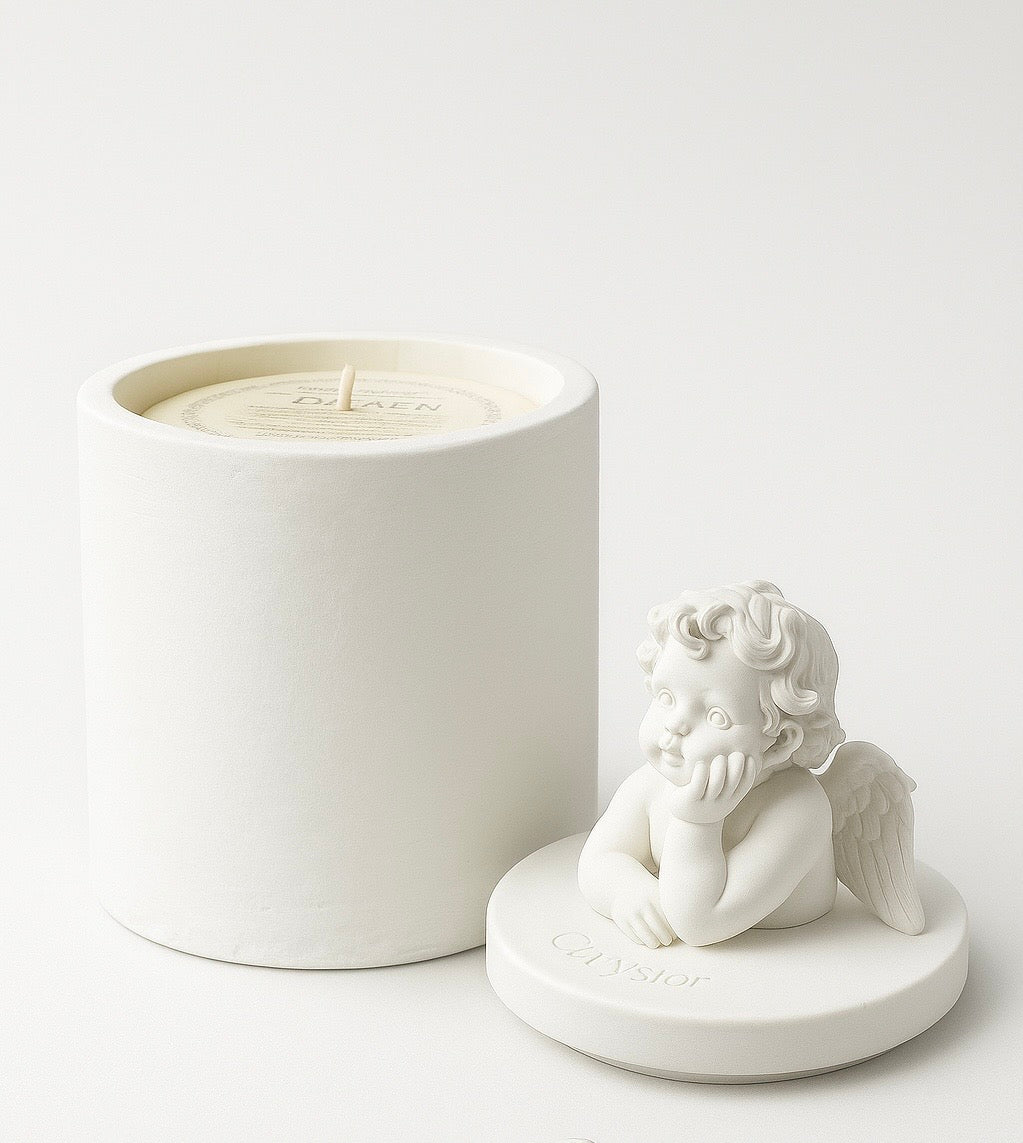 Cupid Angel Handmade Candle: Cranberry Apple Scented, Elegant Home Decor