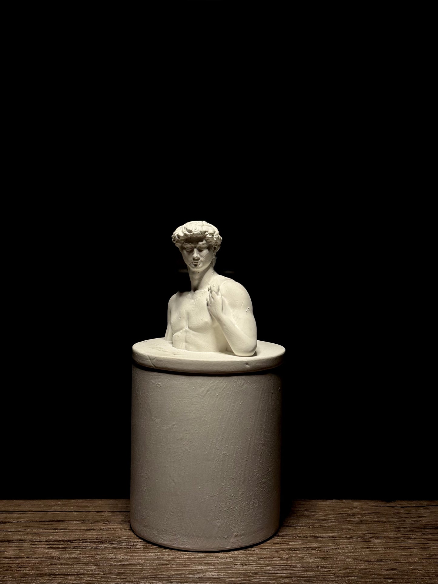 David Bust Aroma Candle: Handmade Gypsum Sculpture, Eucalyptus Scent