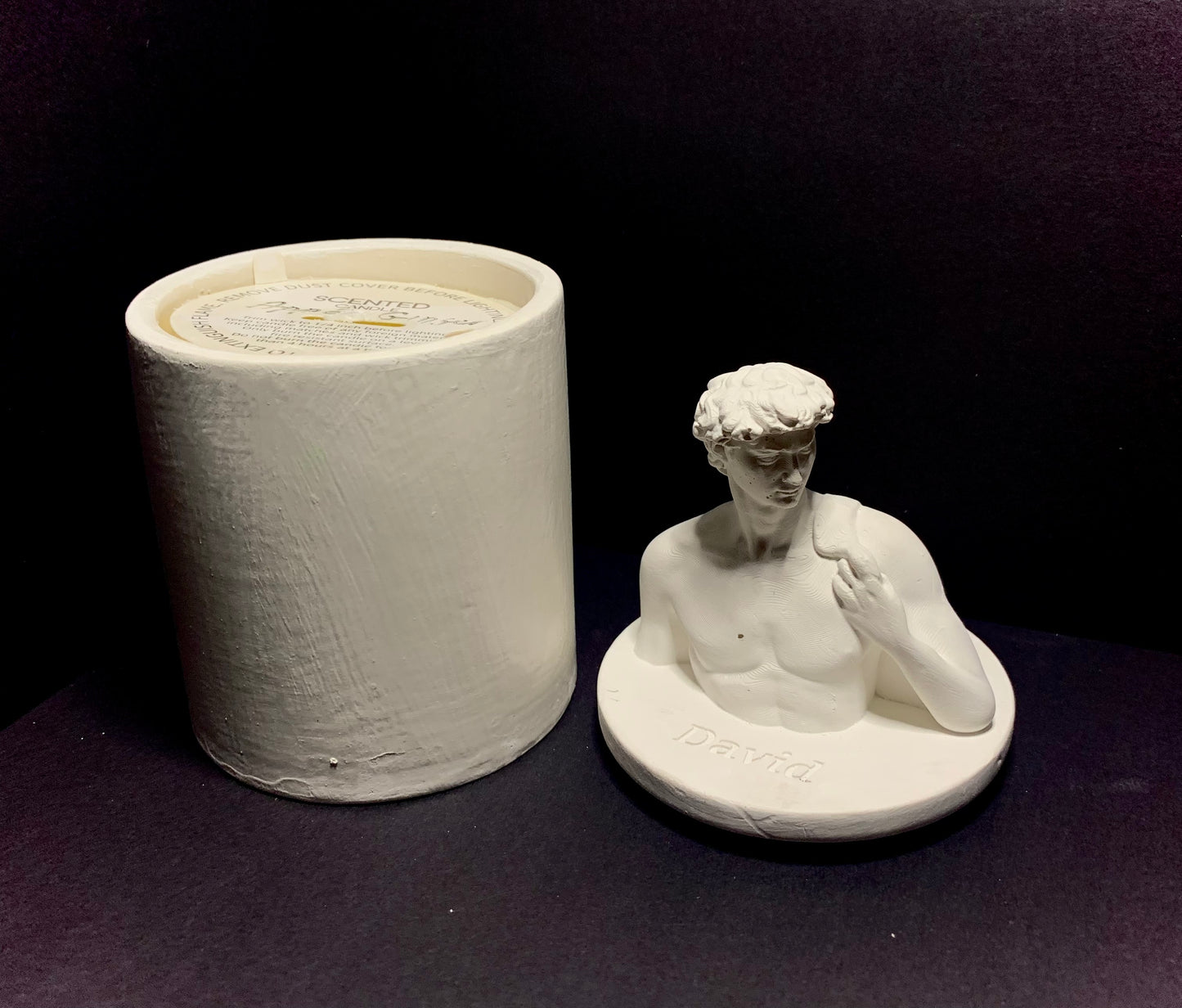 David Bust Aroma Candle: Handmade Gypsum Sculpture, Eucalyptus Scent