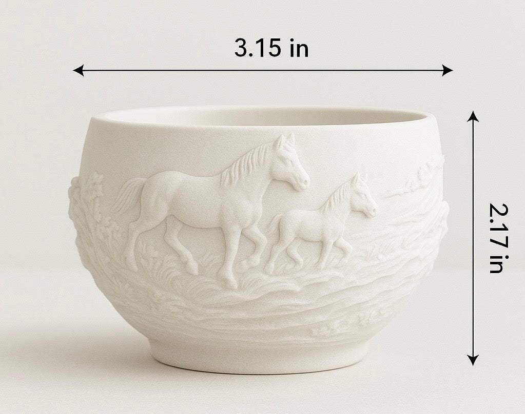 Wild Horses Aroma Candle: Handmade Gypsum Relief, Rustic Home Decor with “Peppermint and Eucalyptus” fragrance.