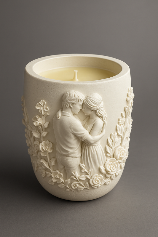 Forever Yours Aroma Candle with “Ginger and Saffron” fragrance – Handmade Gypsum Scented Candle, Elegant Wedding & Anniversary Gift.