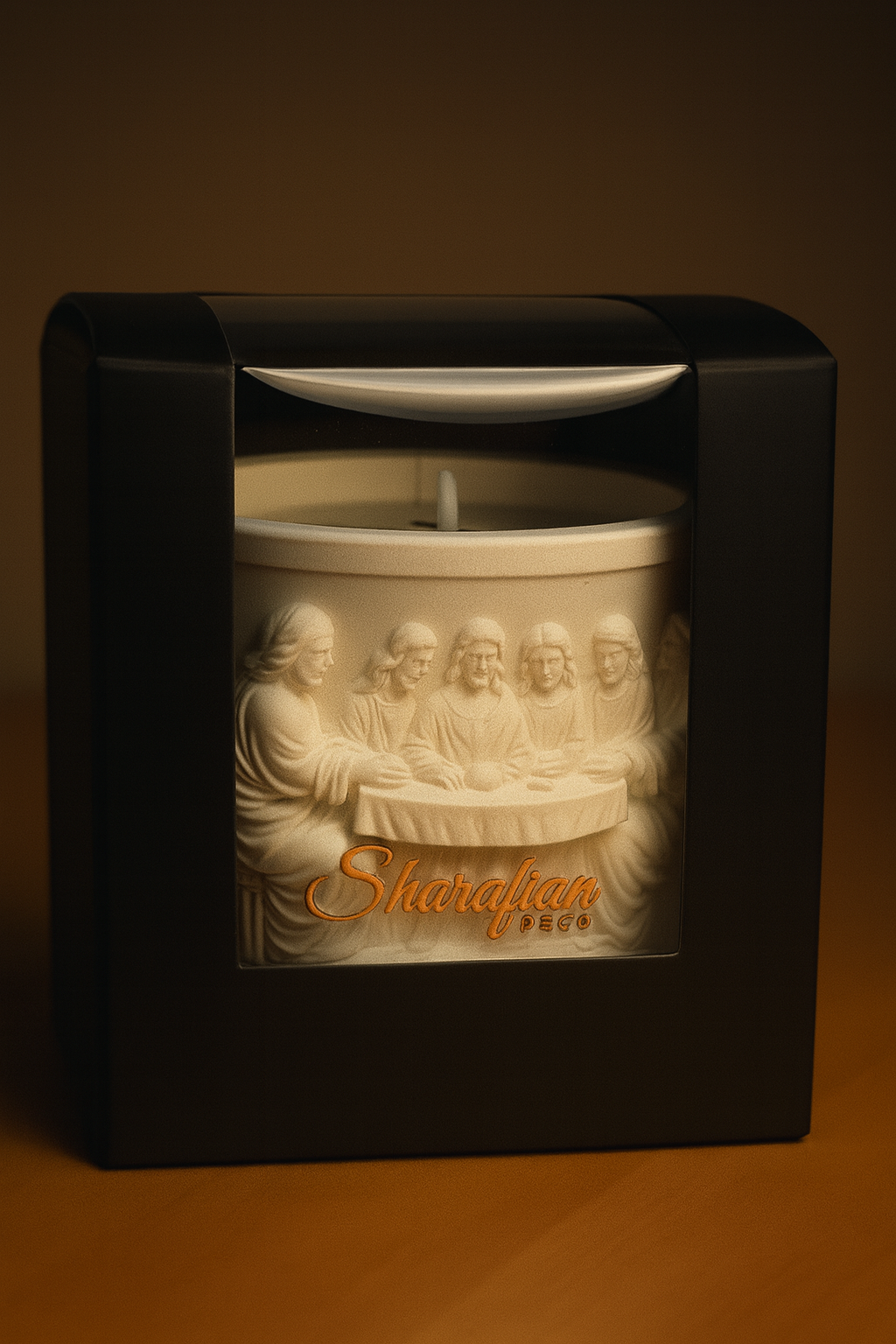Last Supper Candle: Handmade Gypsum Biblical Relief, Ginger & Spice Scent