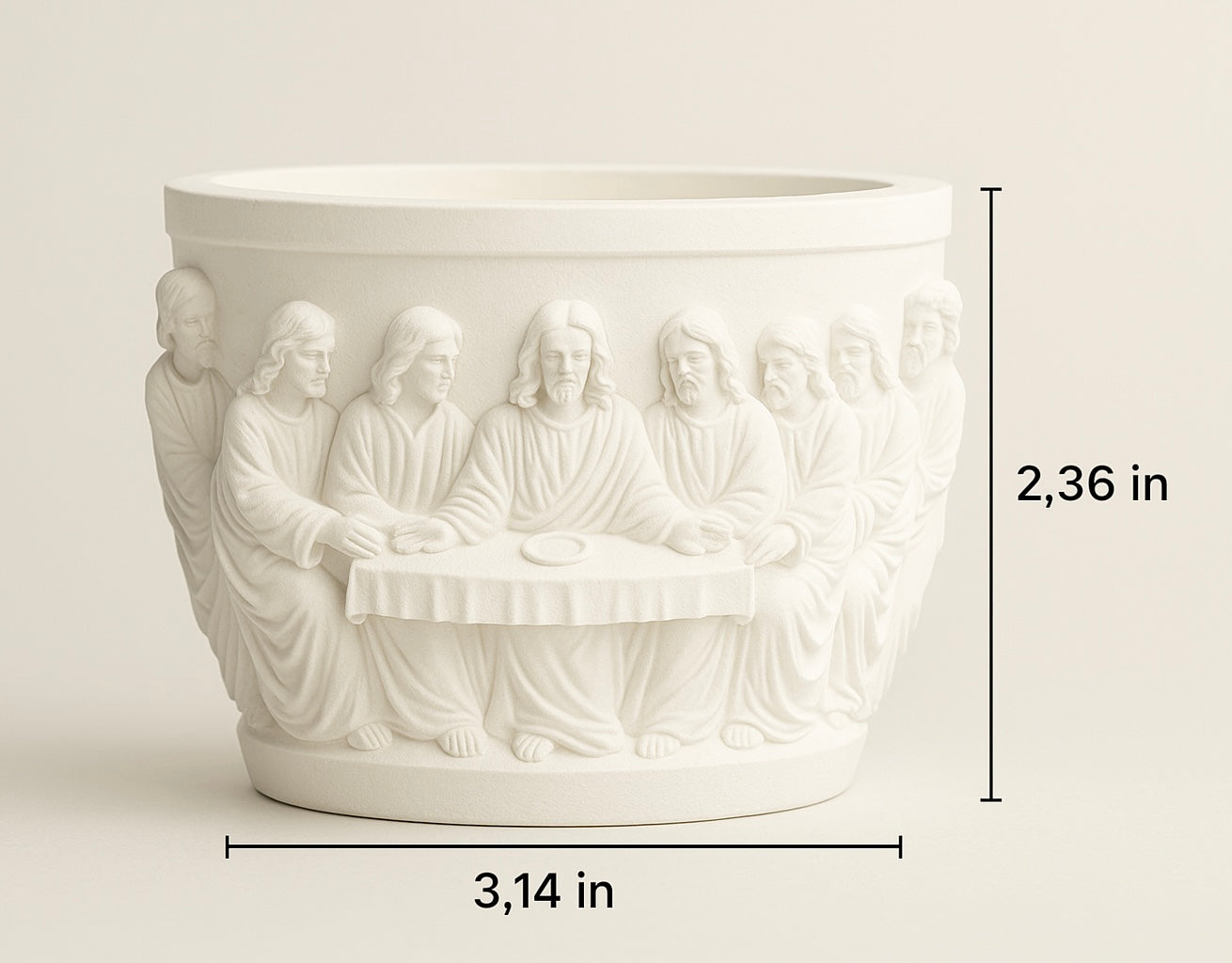 Last Supper Candle: Handmade Gypsum Biblical Relief, Ginger & Spice Scent