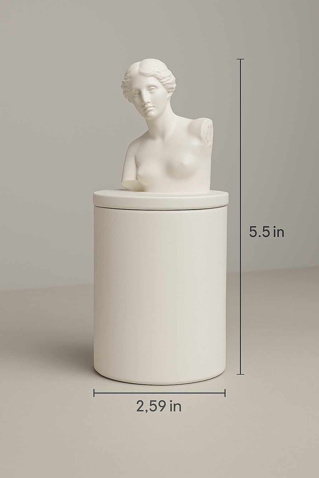 Venus de Milo Candle: Handmade Gypsum Bust, Lavender Scent