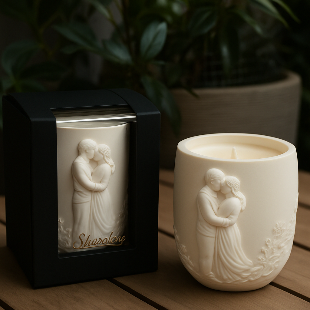 Forever Yours Aroma Candle with “Ginger and Saffron” fragrance – Handmade Gypsum Scented Candle, Elegant Wedding & Anniversary Gift.