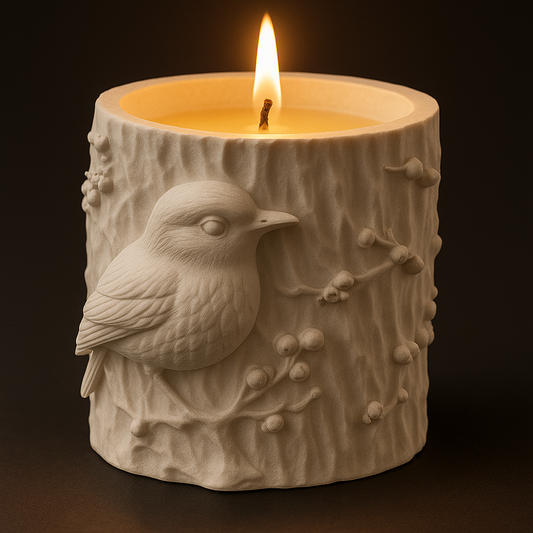 "Chirp & Flame" Aroma Candle For Gift & Home décor with “Pomegranate Cider” fragrance. Hand-Made. Perfect Gift for Holidays and birthdays.